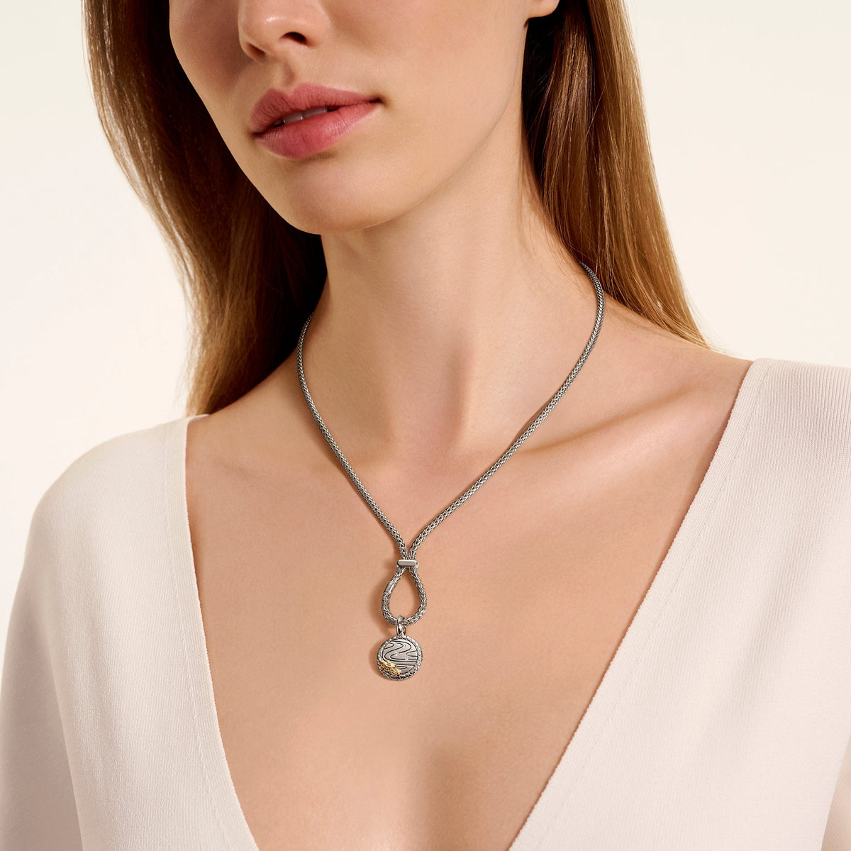 Naga Talisman Charm, Gold, Sterling Silver, Diamonds