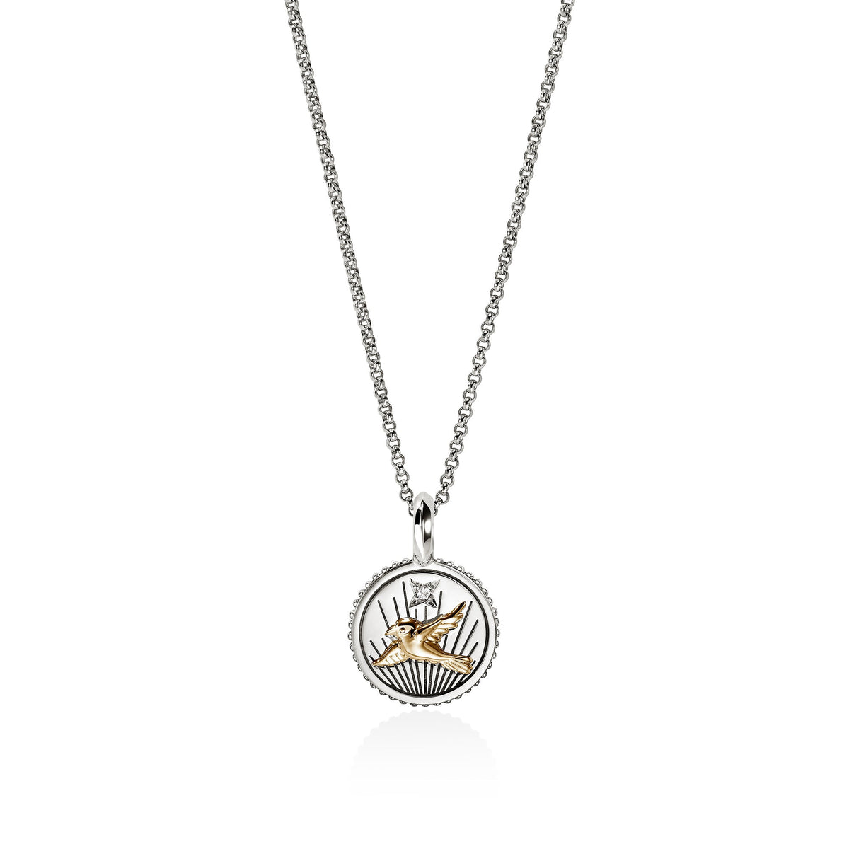 Starling Talisman Charm, Gold, Sterling Silver, Diamonds