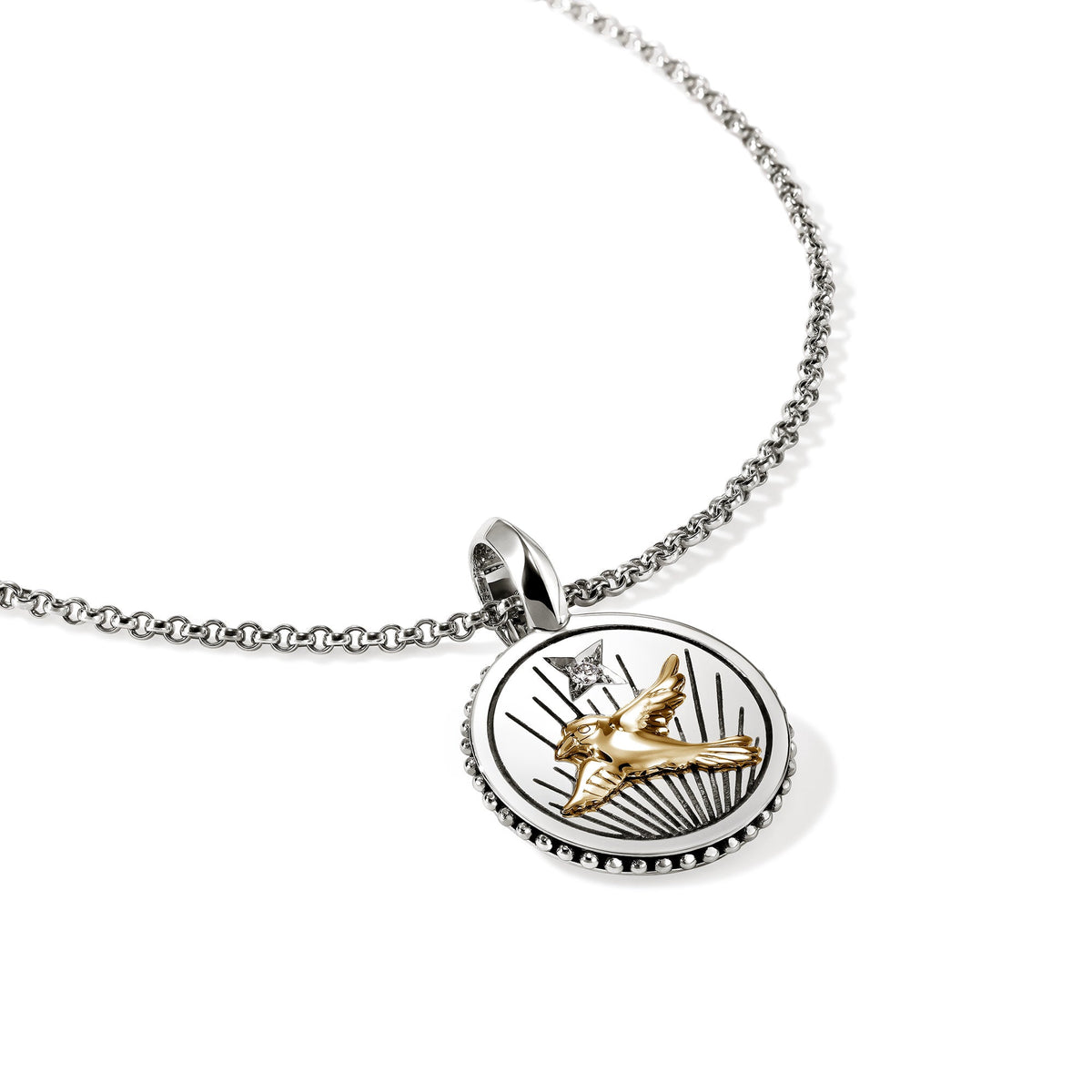 Starling Talisman Charm, Gold, Sterling Silver, Diamonds