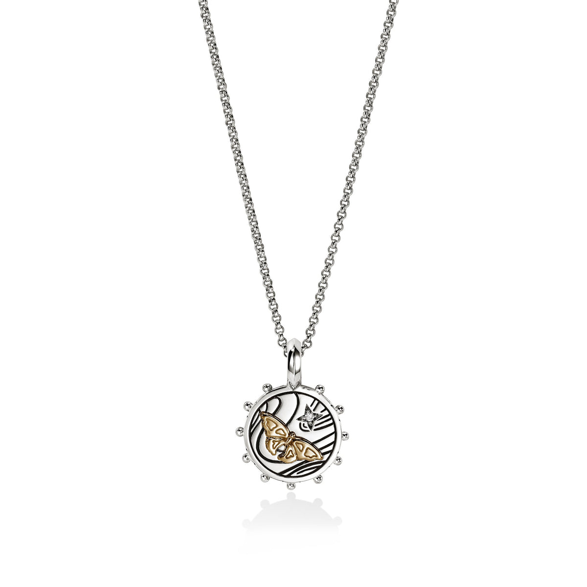 Butterfly Talisman Charm, Gold, Sterling Silver, Diamonds