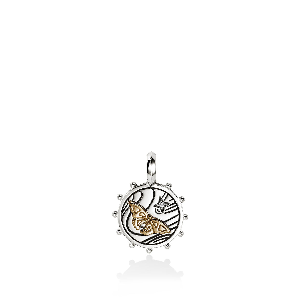 Butterfly Talisman Charm, Gold, Sterling Silver, Diamonds