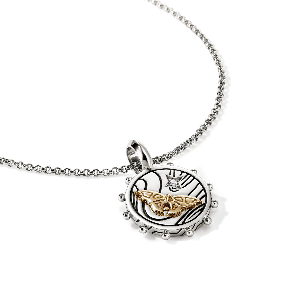 Butterfly Talisman Charm, Gold, Sterling Silver, Diamonds