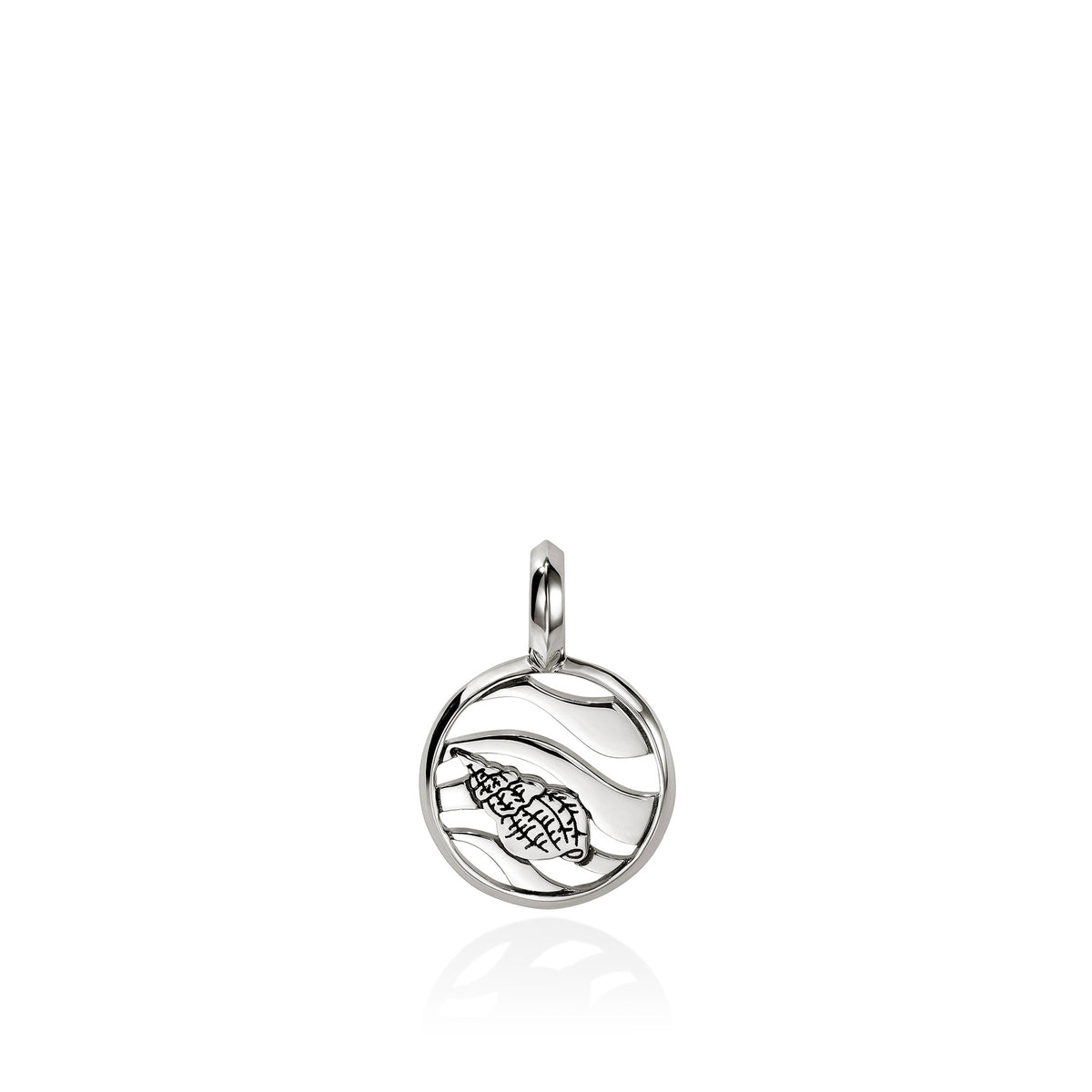 Seashell Talisman Charm, Gold, Sterling Silver, Diamonds