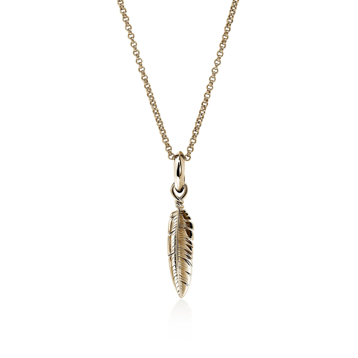 Feather Talisman Necklace, Gold, Diamonds