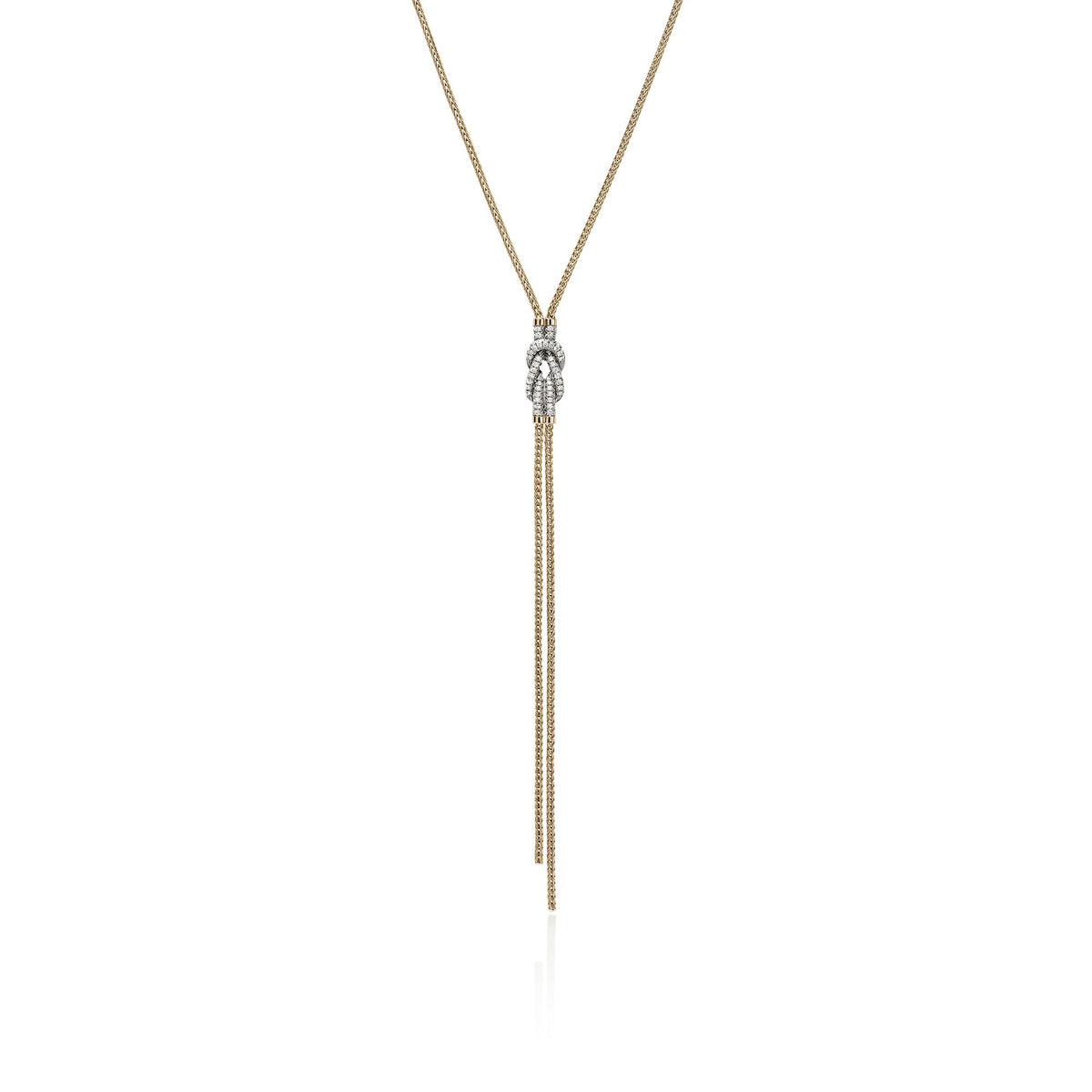 Love Knot Y Necklace, Gold, Diamonds