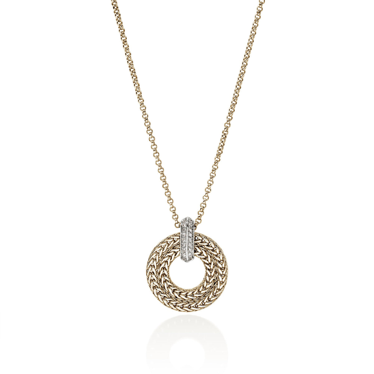 Icon Link Pendant Necklace, Gold, Diamonds, 2MM