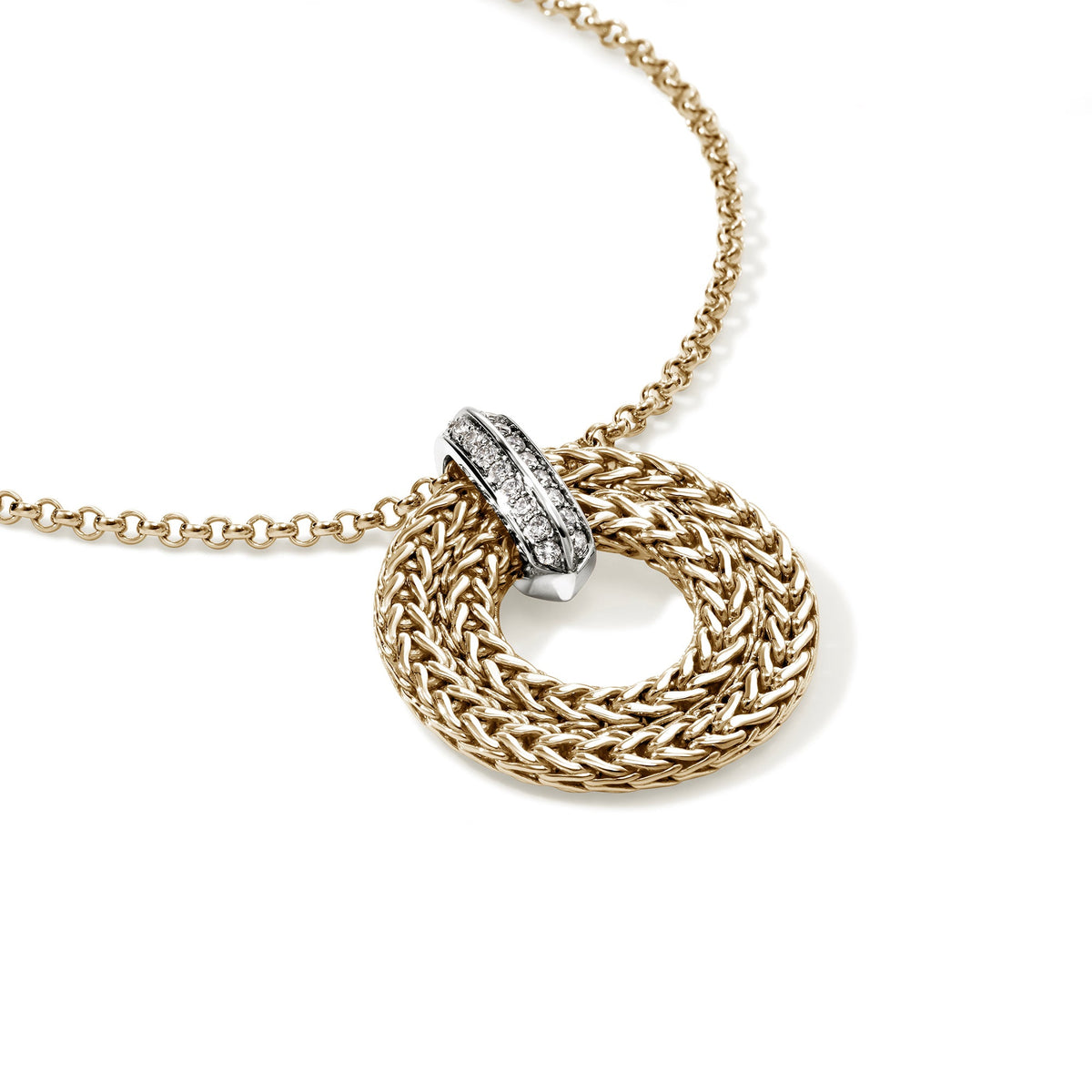 Icon Link Pendant Necklace, Gold, Diamonds, 2MM
