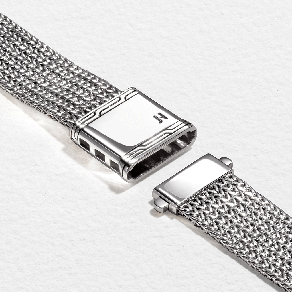 Smartwatch Strap, Sterling Silver, Black Sapphires, 18MM