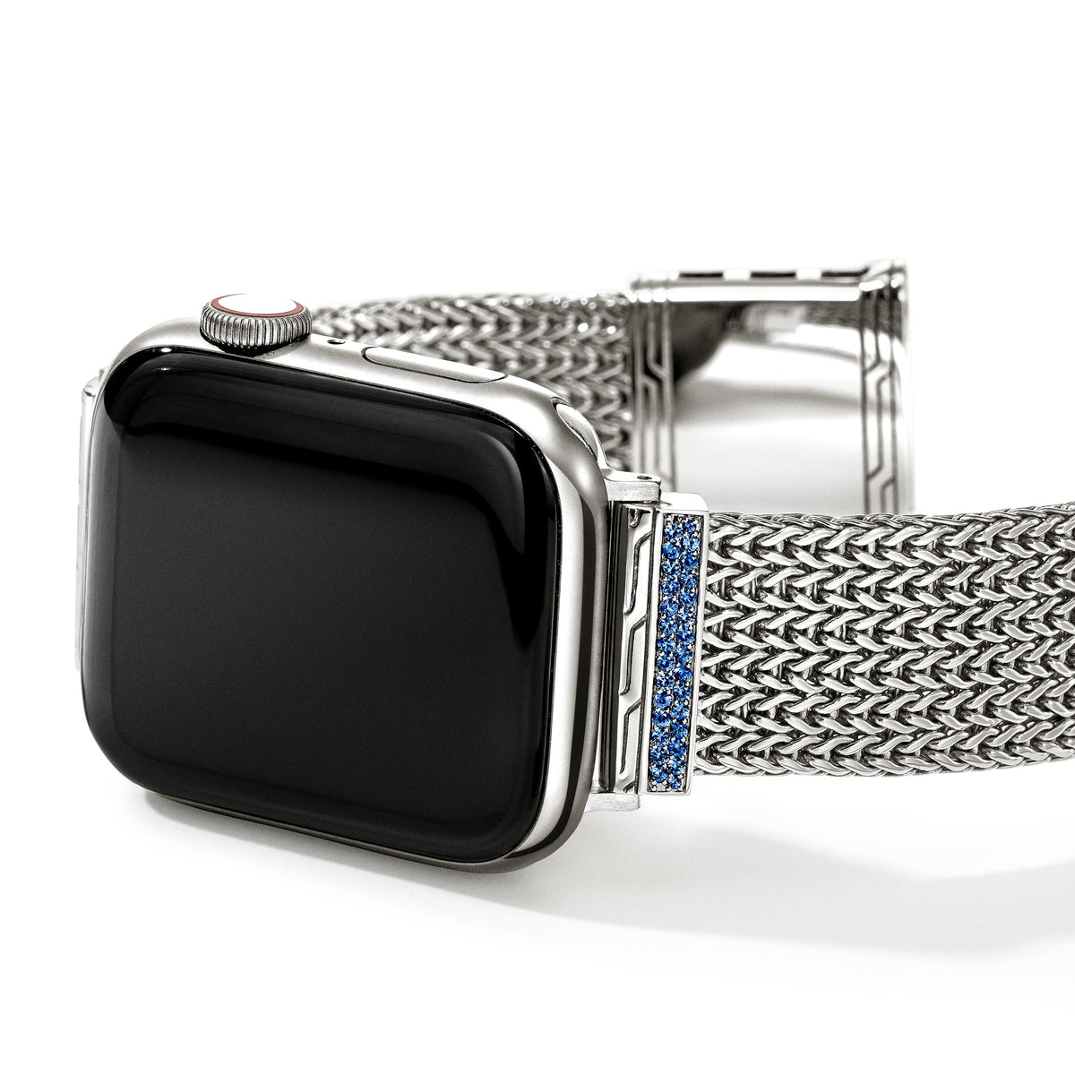 Smartwatch Strap, Sterling Silver, Blue Sapphires, 18MM