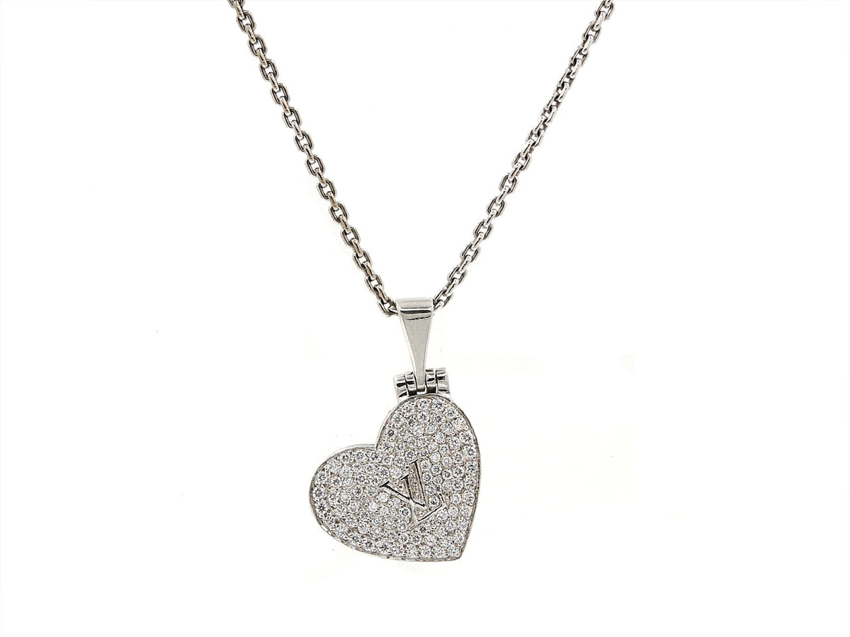 Collar con Medallón de Corazón de Diamantes de Louis Vuitton en Oro Blanco de 18K
