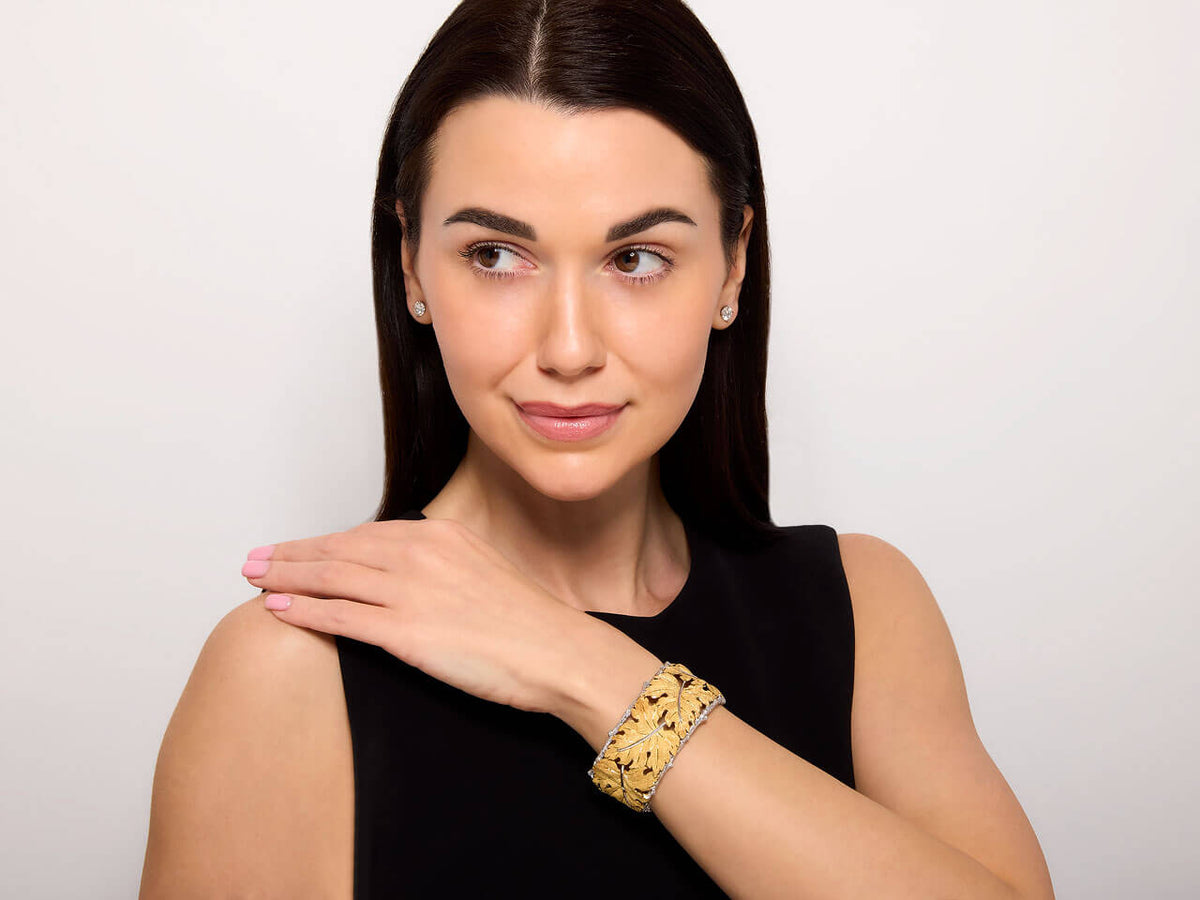 Pulsera de hoja M. Buccellati en oro de 18 quilates y plata