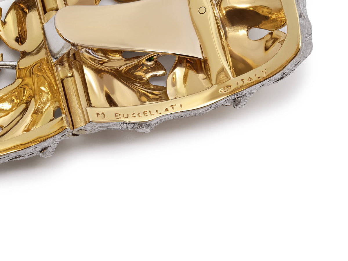 Pulsera de hoja M. Buccellati en oro de 18 quilates y plata