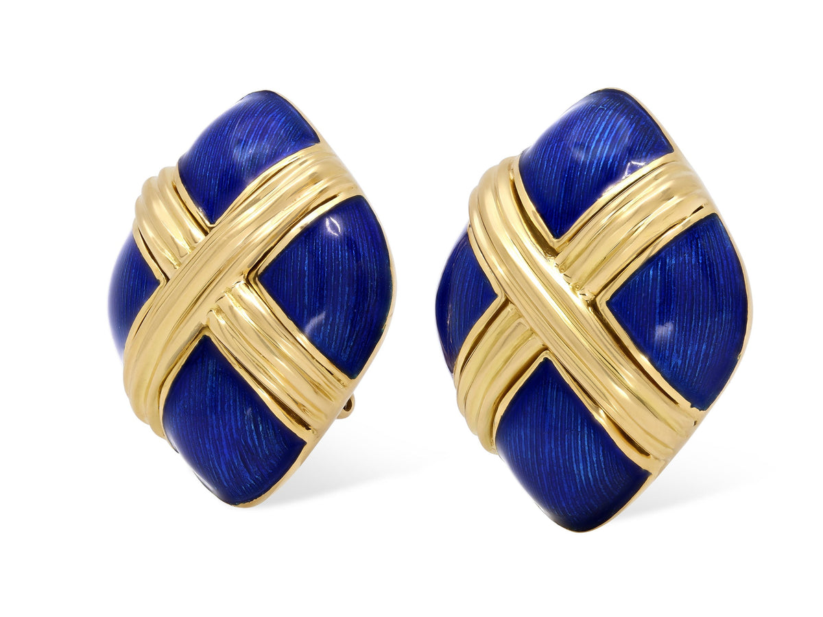 Pendientes de esmalte azul de Tiffany & Co. en oro de 18 quilates