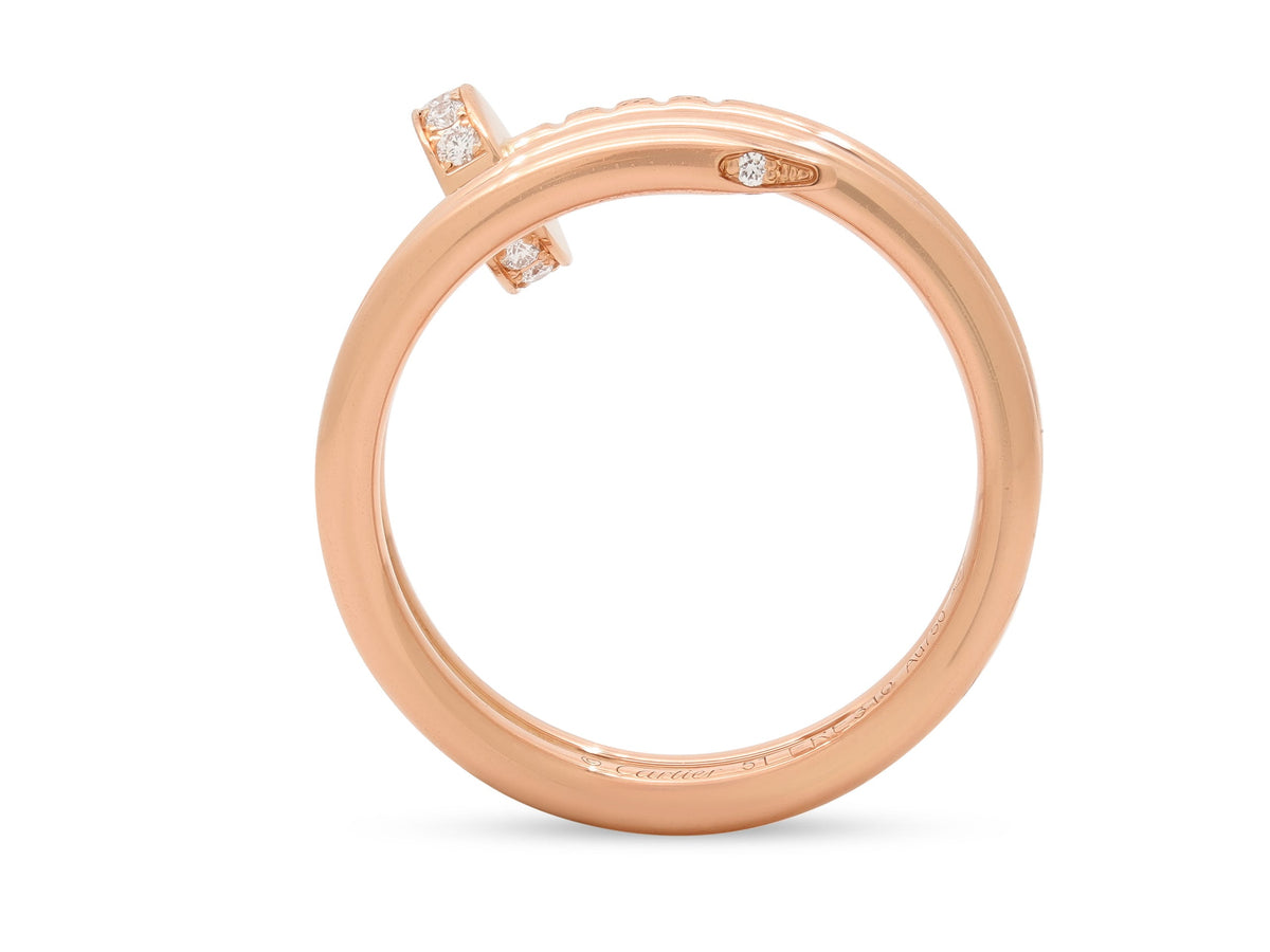 Anillo Cartier 'Juste un Clou', Doble, con Diamantes en Oro Rosa de 18K