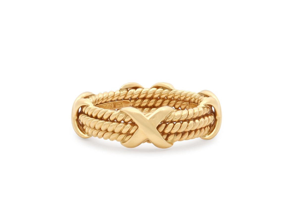 Anillo 'Rope' de tres filas X de Tiffany & Co. Schlumberger en oro de 18K