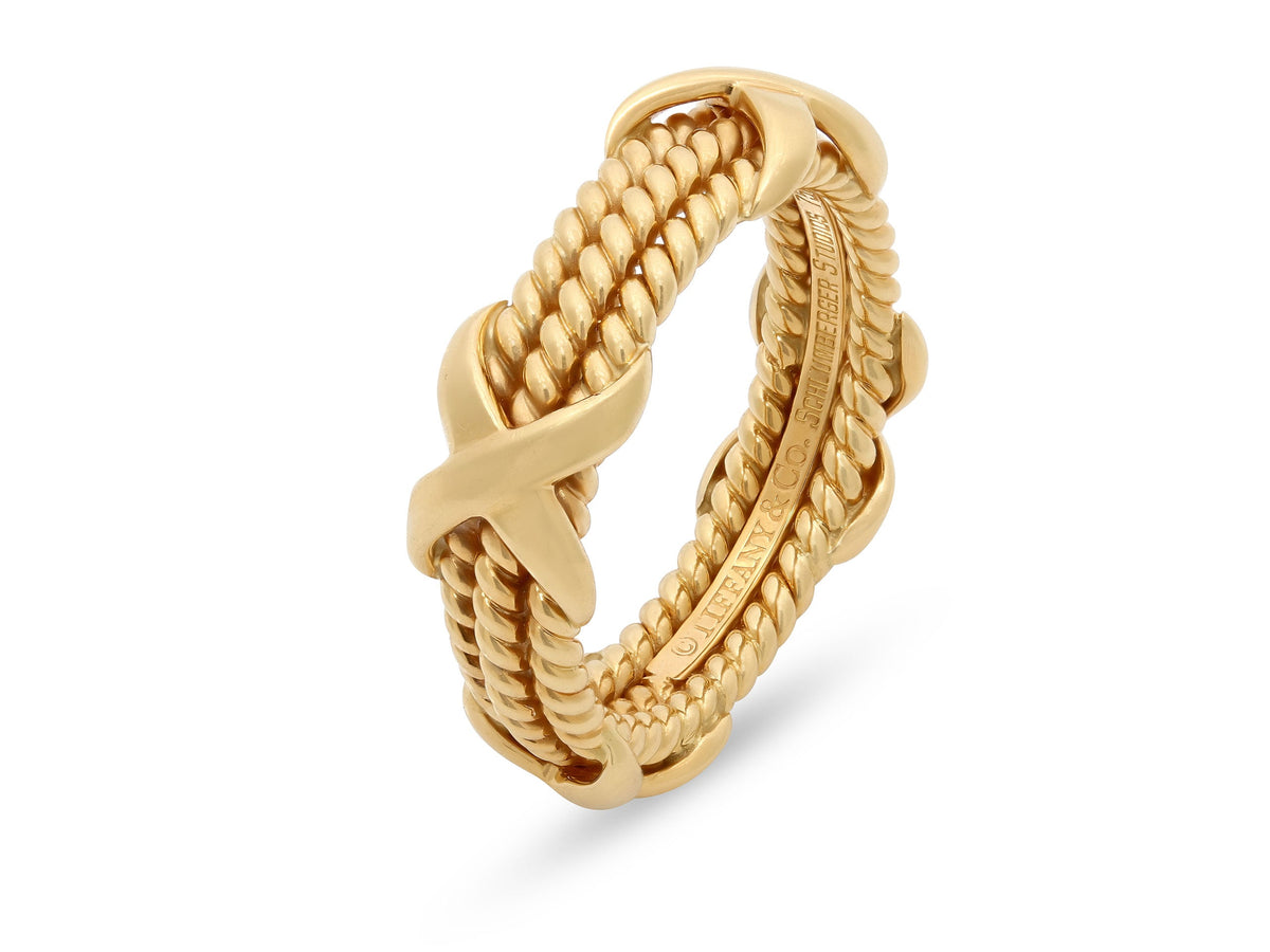 Anillo 'Rope' de tres filas X de Tiffany & Co. Schlumberger en oro de 18K