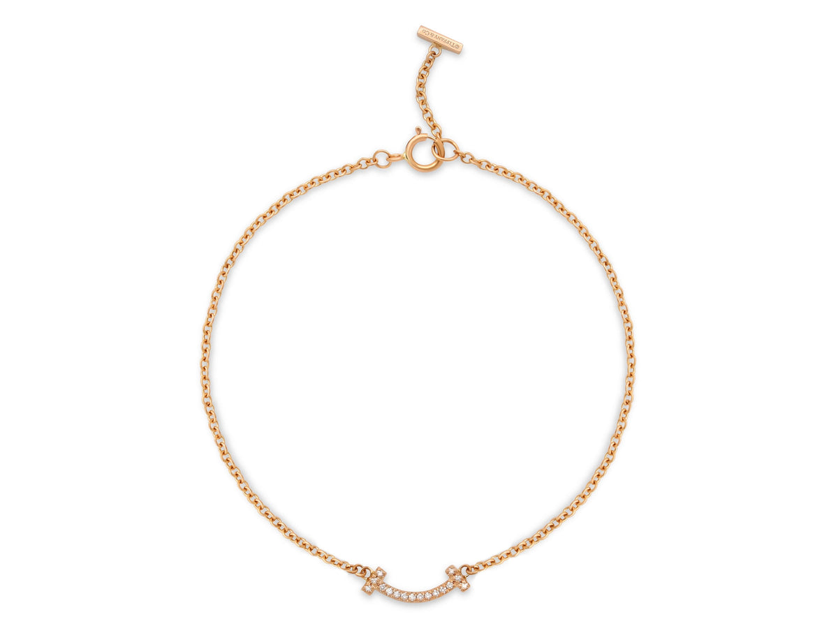 Pulsera de diamantes 'Tiffany T Smile' de Tiffany & Co. en oro rosa de 18K