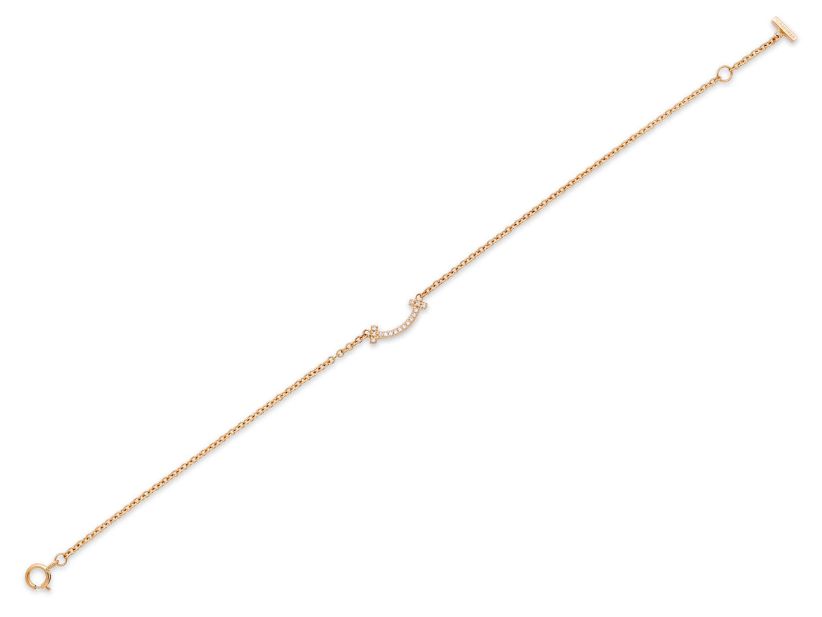 Pulsera de diamantes 'Tiffany T Smile' de Tiffany & Co. en oro rosa de 18K