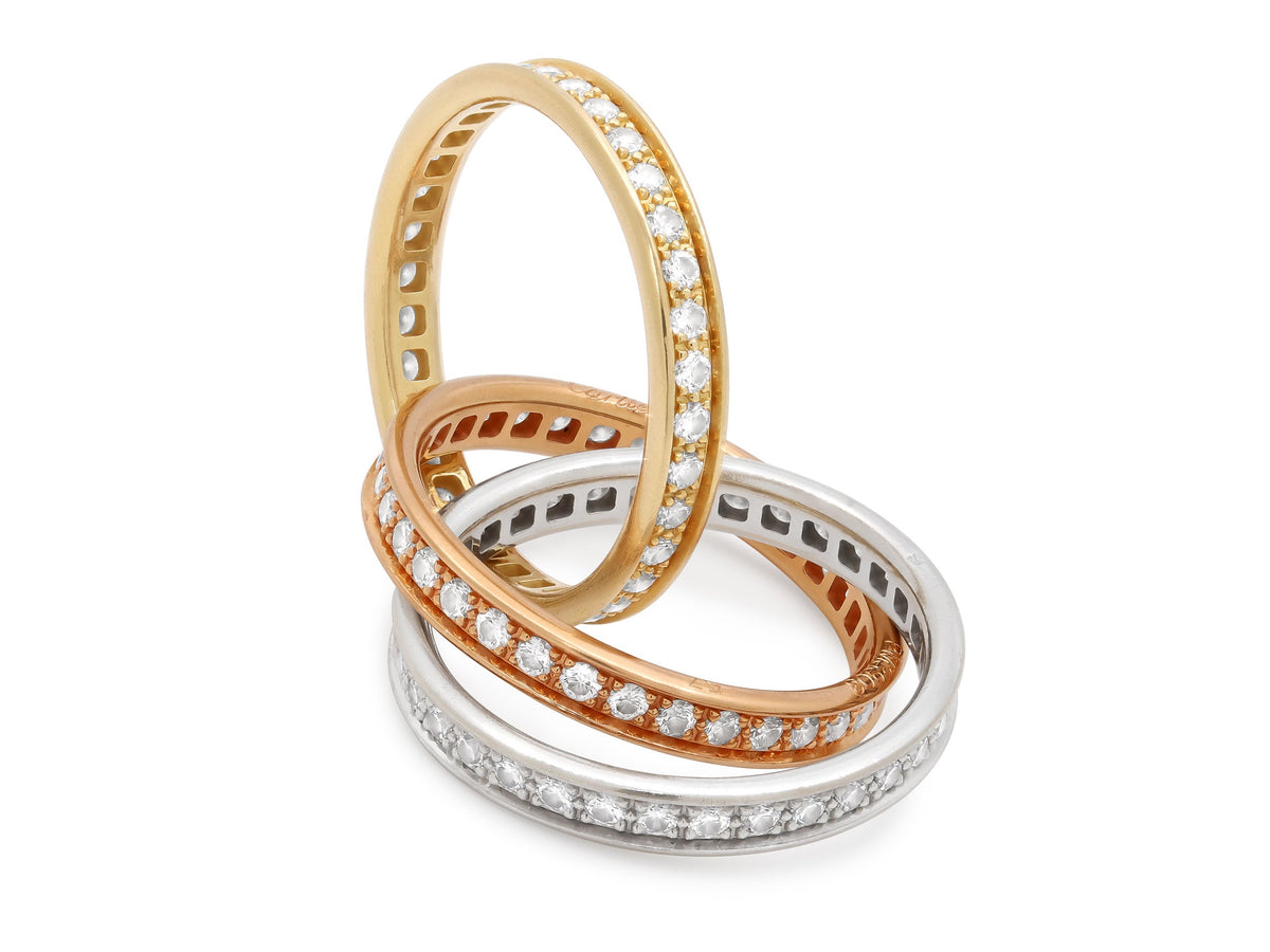 Anillo Rodante de Diamantes 'Trinity' de Cartier en Oro Tricolor de 18K